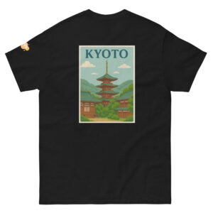 T-shirt Kyoto – dos imprimé temple et cerisiers en fleurs